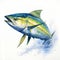 Detailed Illustration Of Blue Marlin Fish In Yellow And Green Style