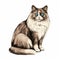 Detailed Illustration Of A Dignified Cat With Blue Eyes