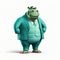 Detailed Illustration Of A Friendly Hippo In Green Suit