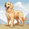 Detailed Illustration Of A Golden Retriever On A Hill