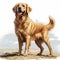 Detailed Illustration Of Golden Retriever Standing On Field