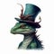 Detailed illustration of a lizard wearing a top hat