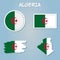 Detailed illustration of a map of Algeria with flag, vector