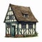 Detailed Illustration Of A Medieval Tudor House