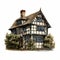 Detailed Illustration Of An Old World House With Enamel And Timber Frame Construction