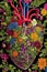 A Detailed Illustration Vibrant Anatomical View Of A Human Heart Made Of Plants And Flowers.