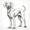 Detailed Illustration Of White Weimaraner Dog On White Background