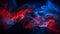 A detailed image of blue and red smoke background intertwining and swirling together AI Generative
