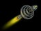 Detailed interstellar spaceship with afterburner isolated on black