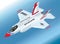 Detailed Isometric Vector Illustration of an airborne F-35 Lightning II Fighter Jet in Thunderbirds Aerobatic Team Paint Scheme