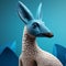 Detailed Kangaroo Head Sculpture With Blue Rocks - Unique And Adorable Toy Figurine