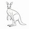 Detailed Kangaroo Silhouette Drawing: Dark And White Outline Of Anthropomorphic Animal