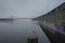 Detailed landscape view of pathway under the water along the Dnieper River embankment