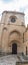 Detailed lateral facade view at the iconic spanish Romanesque architecture building at the Cuidad Rodrigo cathedral, downtown city