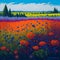 A detailed and lifelike painting of a vibrant and saturated meadow. AI-Generated.