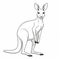 Detailed Line Drawing Of A Kangaroo: Realistic Illustration With Hand-coloring