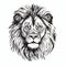 Detailed Lion Head Carving Drawing In Black And White