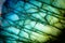 Detailed Macro Photo of a Colorful Blue and Green Labradorite Stone.