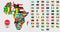 Detailed map of Africa, with country silhouettes and flags