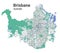 Detailed map of Brisbane city. Royalty free vector illustration