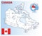 Detailed map of Canada administrative divisions with country flag and location on the globe.