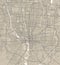 Detailed map of Columbus city, linear print map. Cityscape panorama