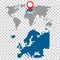 Detailed map of Europe and World map navigation set. Flat vector