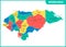 The detailed map of Honduras with regions or states and cities, capital. Administrative division.