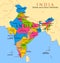 Detailed map of India, Asia with all states and country boundary