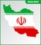 The detailed map of Iran with National Flag