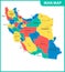 The detailed map of Iran with regions or states and cities, capital. Administrative division.