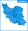 The detailed map of Iran with regions or states and cities, capital. Administrative division.