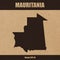Detailed map of Mauritania on craft paper background