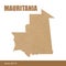 Detailed map of Mauritania cut out of craft paper
