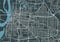 Detailed map of Memphis city, linear print map. Cityscape panorama