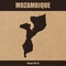 Detailed map of Mozambique on craft paper or cardboard background