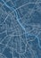 Detailed map poster of Warsaw city, linear print map. Cityscape urban panorama