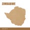 Detailed map of Zimbabwe cut out of craft paper or cardboard