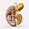 Detailed medical illustration of human pancreas on white background