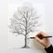 Detailed Monochromatic Tree Drawing With Pencil And Charcoal