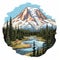 Detailed Mount Rainier Sticker - Classic Tattoo Motifs And Vibrant Realism