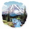 Detailed Mount Rainier Vinyl Sticker Peregrine Heathcote Style