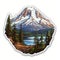 Detailed Mountain Scene Sticker For Environmental Awareness