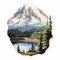 Detailed Mt Rainier Landscape Sticker Realistic Die Cut Sticker