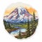 Detailed Mt. Rainier Sticker - Realistic Hyper-detailed Rendering