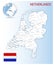 Detailed Netherlands administrative map with country flag and location on a blue globe