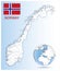 Detailed Norway administrative map with country flag and location on a blue globe.