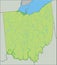 Detailed Ohio physical map.