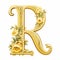 Detailed And Ornate Classicism Letter R With Yellow Flowers Clipart