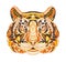 Detailed Patterned head of the tiger. African indian totem Ethnic tribal aztec design. On the grunge background. It may